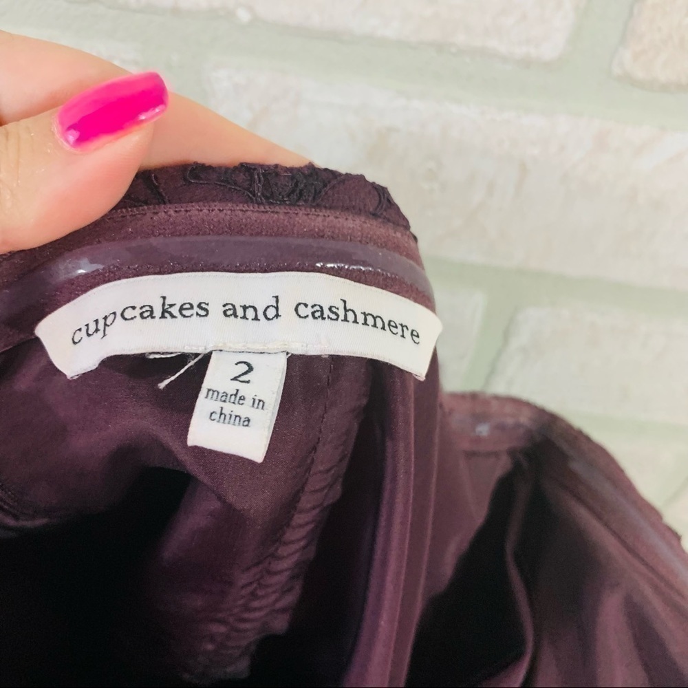 Cupcakes and Cashmere Adalira Off The Shoulder Lace Dress in Aubergine Size 2 - Picture 9 of 10